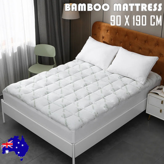 Bamboo Pillowtop Mattress Topper Luxury Bedding Mat Pad