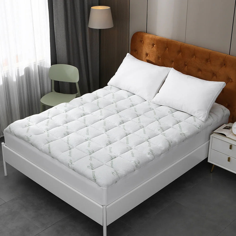 Bamboo Pillowtop Mattress Topper Luxury Bedding Mat Pad