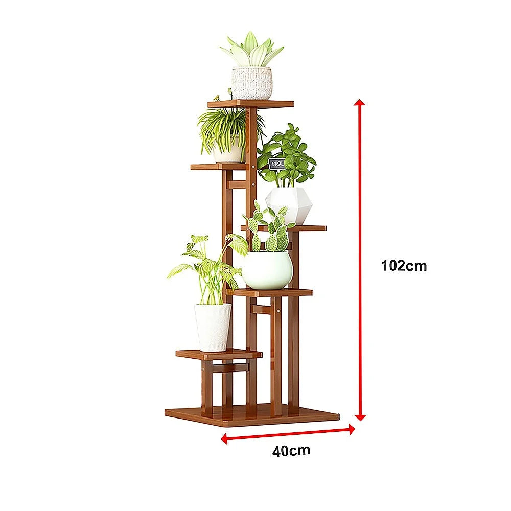 Bamboo Plant Stand 5 Tiers Vertical - Staged Flower Shelf