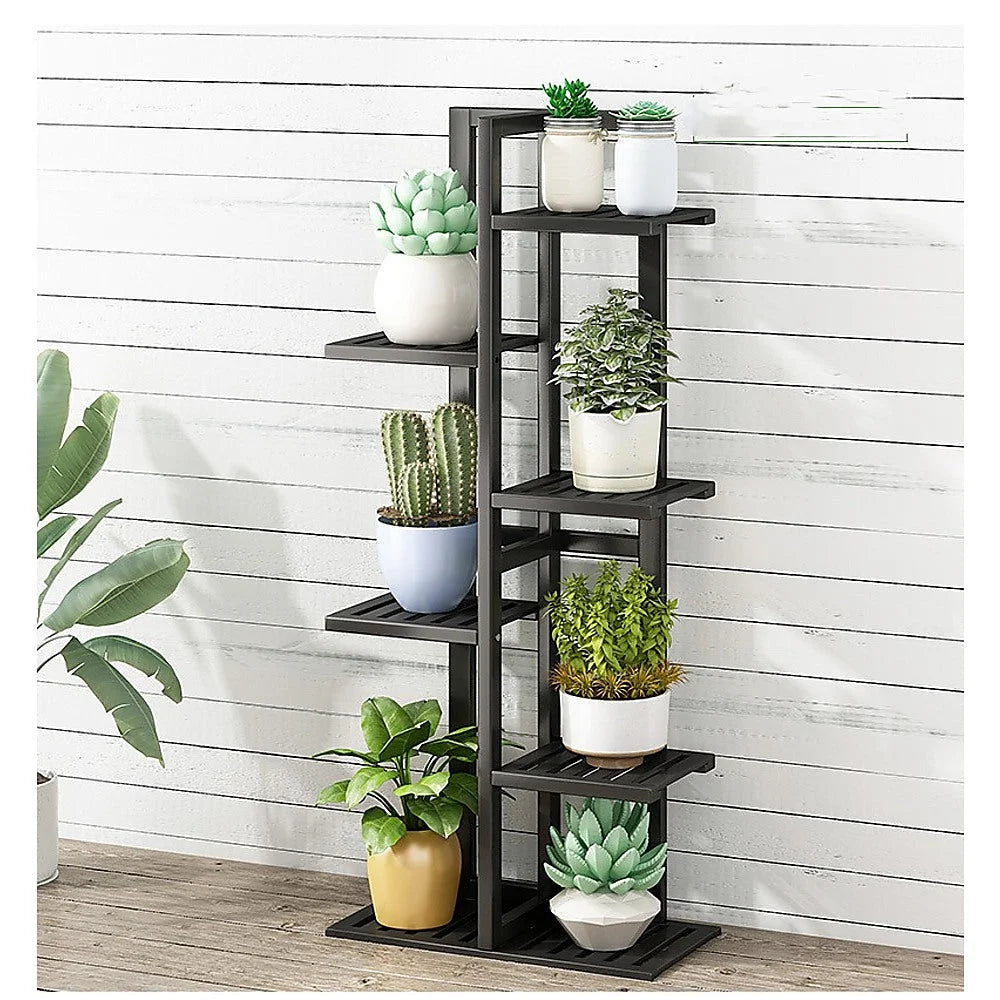 Bamboo Plant Stand 6 Tiers Vertical - Staged Flower Shelf