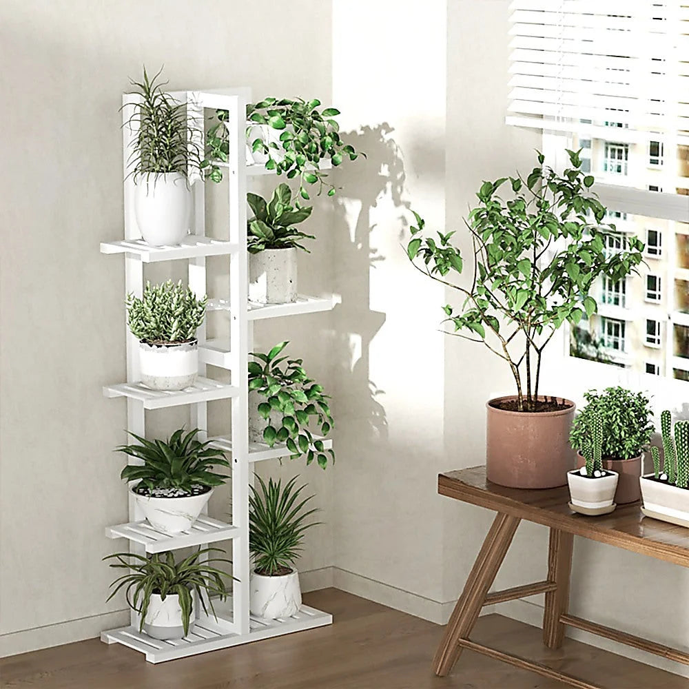 Bamboo Plant Stand 6 Tiers Vertical - Staged Flower Shelf