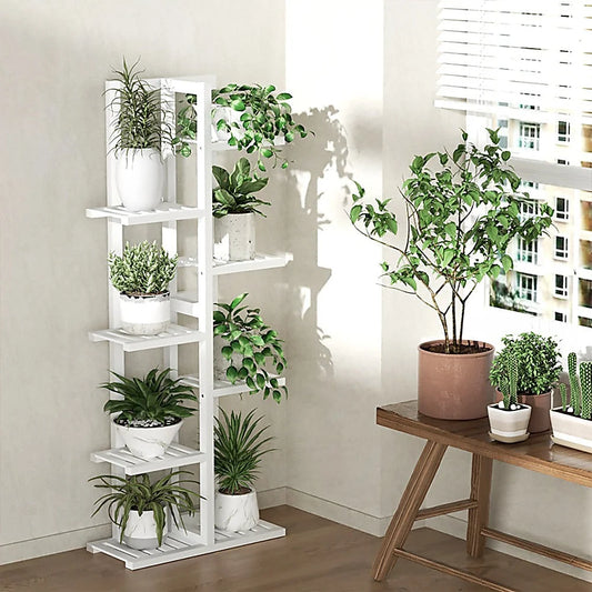 Bamboo Plant Stand 6 Tiers Vertical - Staged Flower Shelf