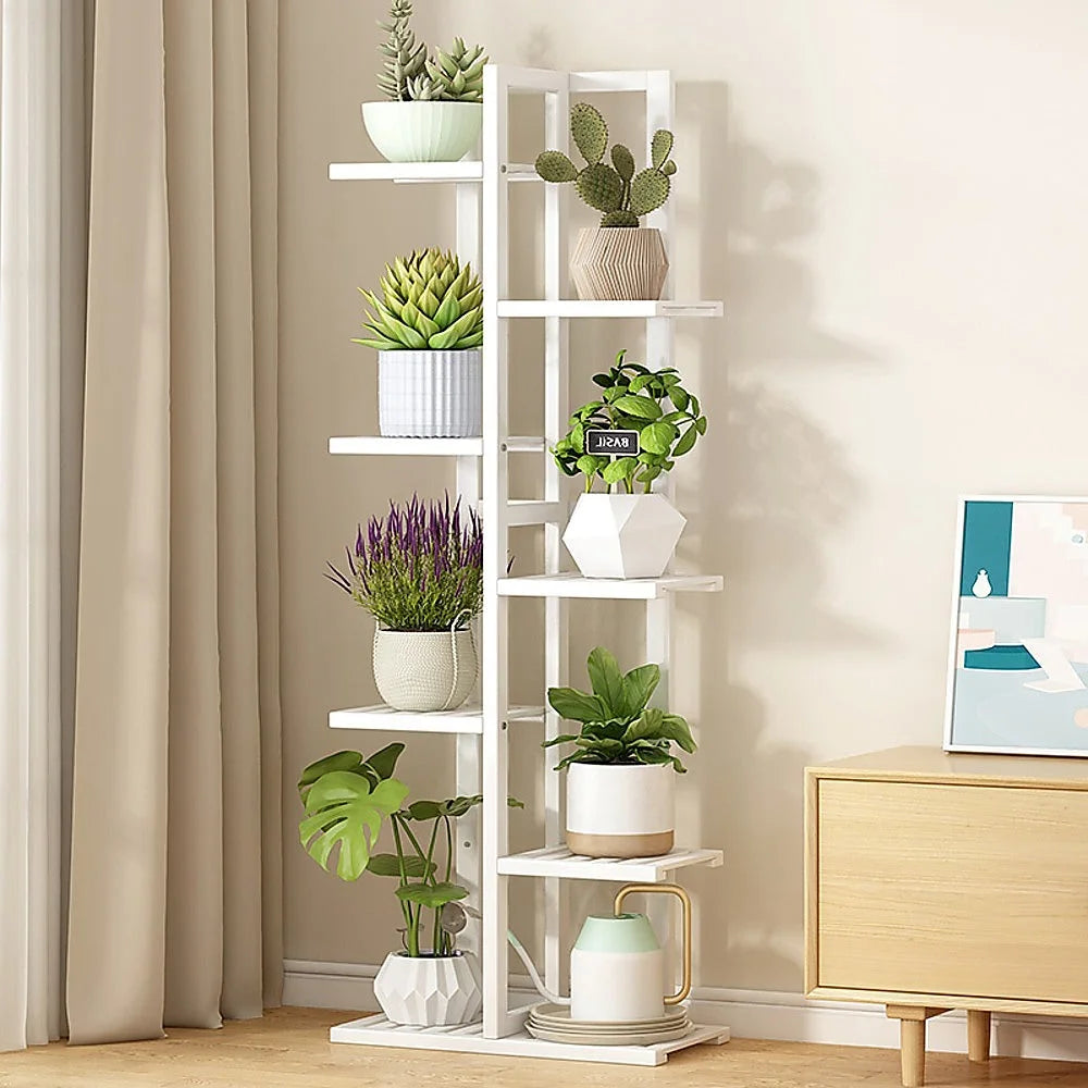 Bamboo Plant Stand 6 Tiers Vertical - Staged Flower Shelf