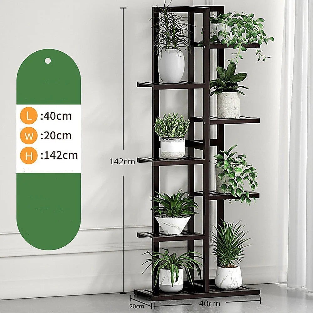 Bamboo Plant Stand 6 Tiers Vertical - Staged Flower Shelf