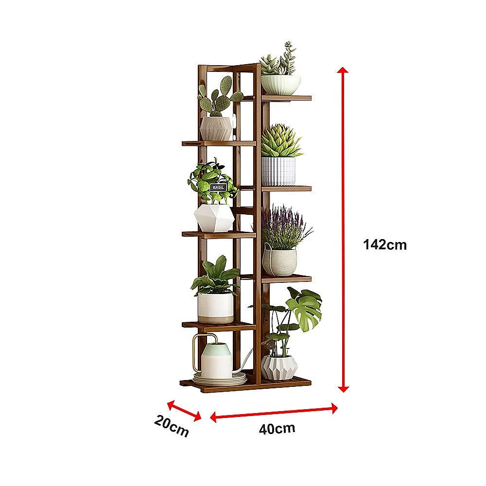 Bamboo Plant Stand 6 Tiers Vertical - Staged Flower Shelf