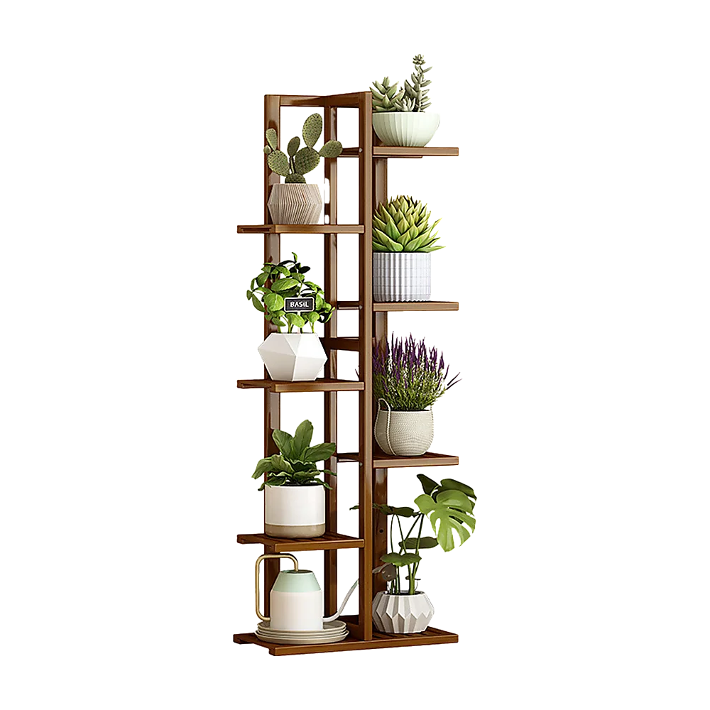 Bamboo Plant Stand 6 Tiers Vertical - Staged Flower Shelf