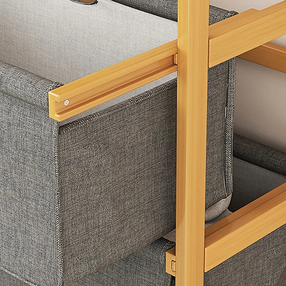 Bamboo Shelf with Storage Hamper - Wooden Bamboo Removable