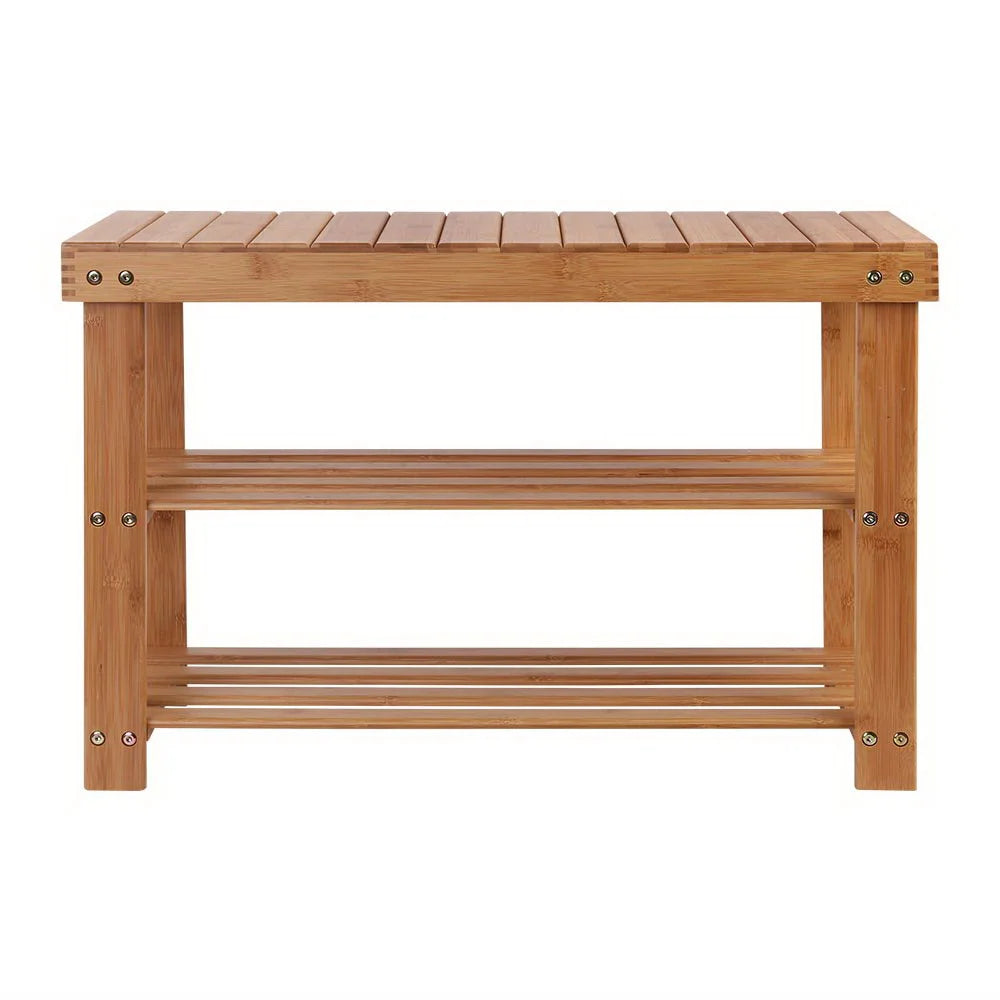 Bamboo Shoe Rack Bench Wooden Organizer Shelf & Stool