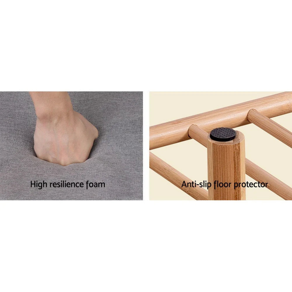 Bamboo Shoe Rack Seat Bench Grey - Bedroom