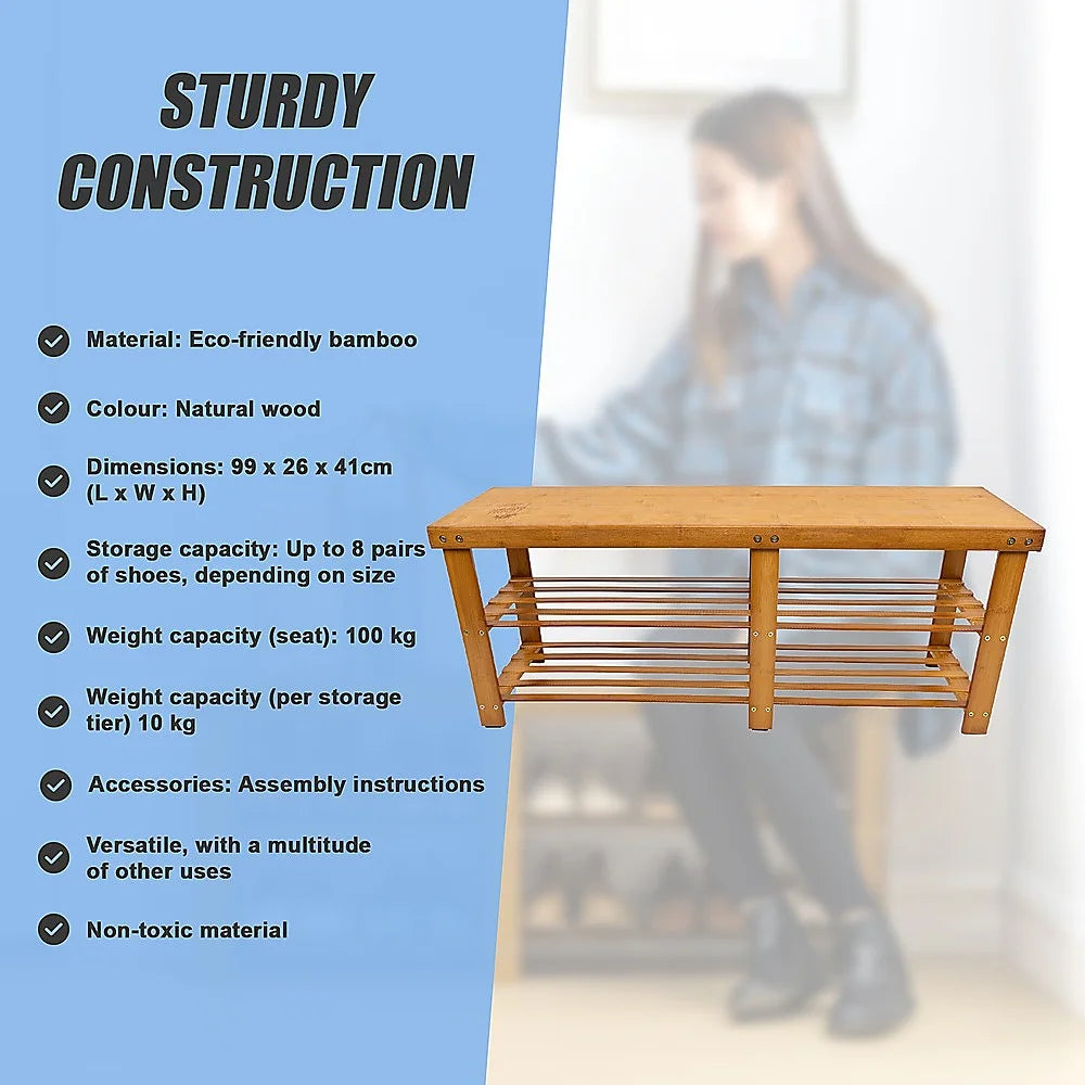 Bamboo Shoe Rack Wooden Bench Storage Organiser Cabinet