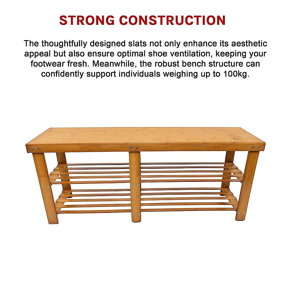 Bamboo Shoe Rack Wooden Bench Storage Organiser Cabinet