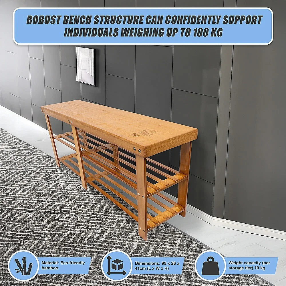 Bamboo Shoe Rack Wooden Bench Storage Organiser Cabinet