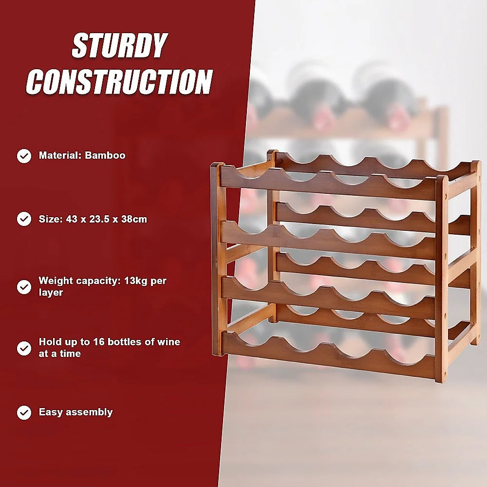 Bamboo stackable modular freestanding with display shelves and upright posts