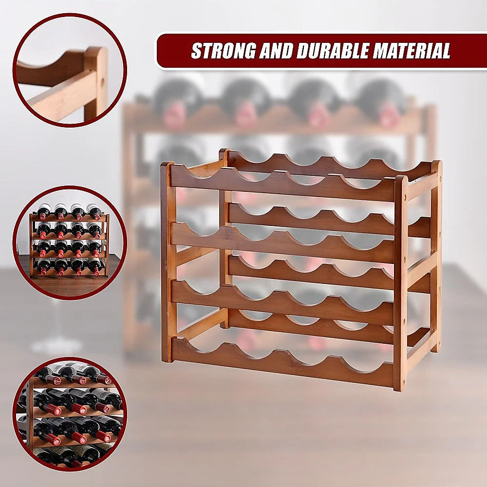 Bamboo stackable modular freestanding with open shelves and sturdy supports