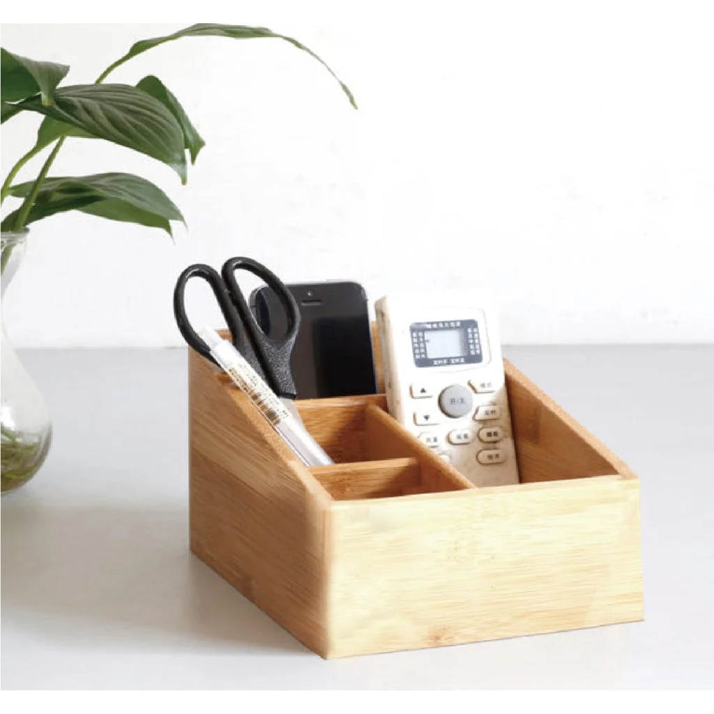 Bamboo Storage Box with 4 Slots - Furniture > Office >