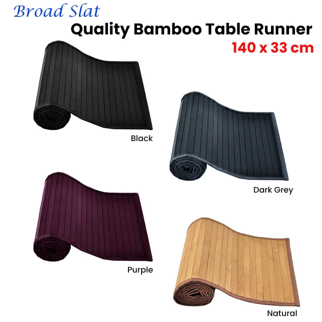 Bamboo Table Runner Broad Slat 140x33cm - Natural - Home &