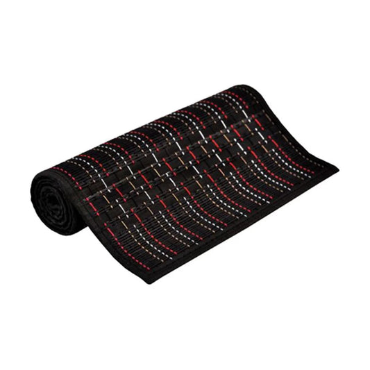 Bamboo Table Runner Multi Stitch 140x33cm - Black - Home &