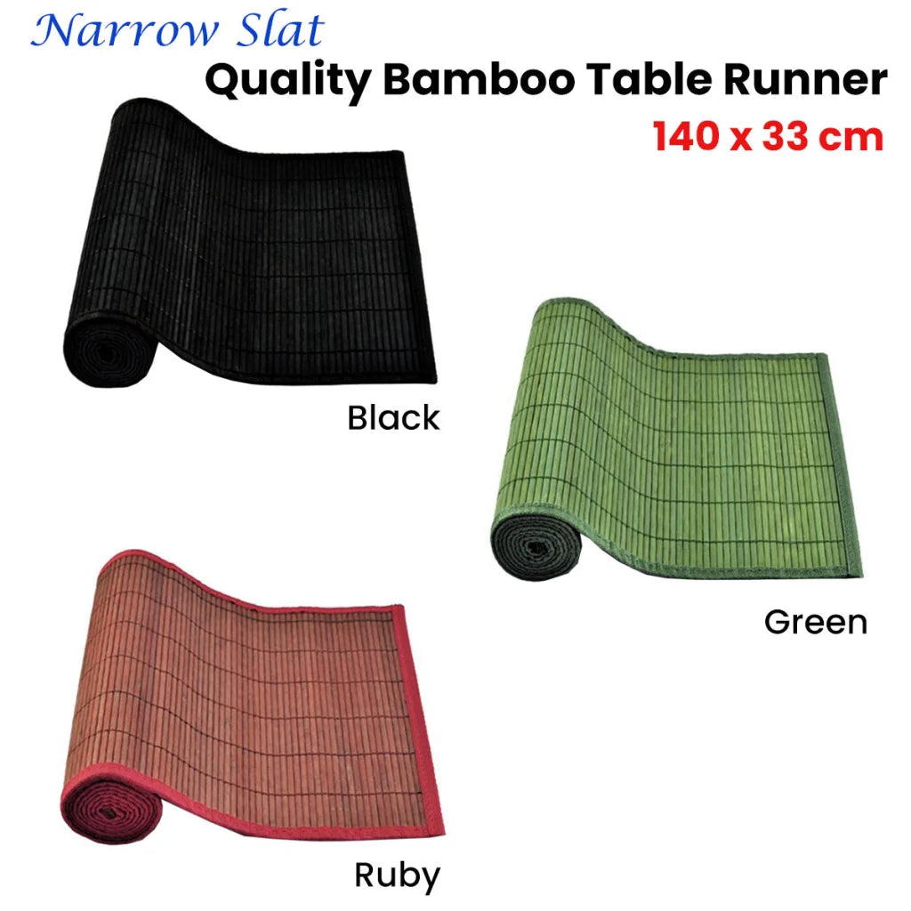 Bamboo Table Runner Narrow Slat 140x33cm - Green - Home &