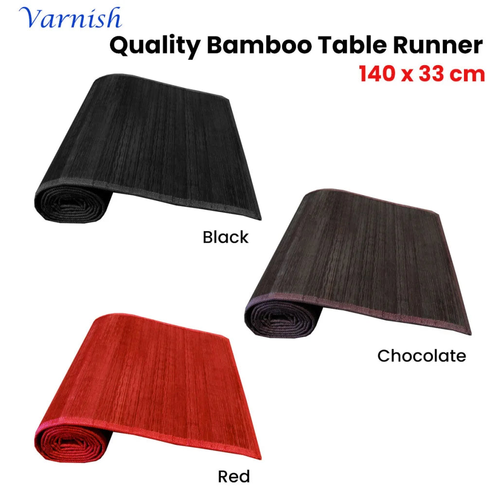 Bamboo Table Runner Varnish 140x33cm Red