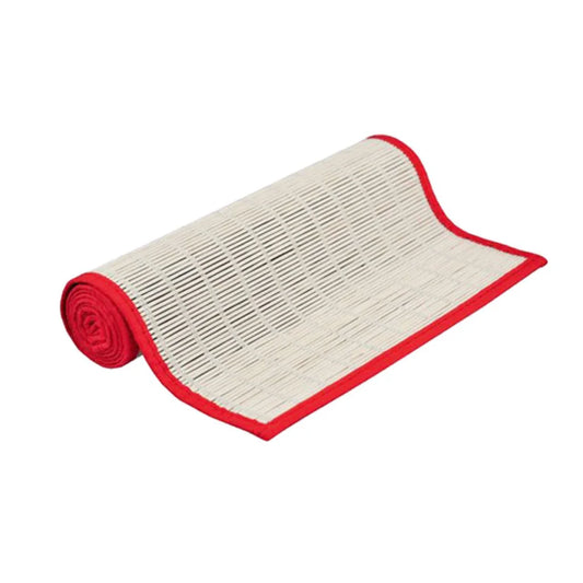 Bamboo Table Runner White with Red Border 140x33cm - Home &