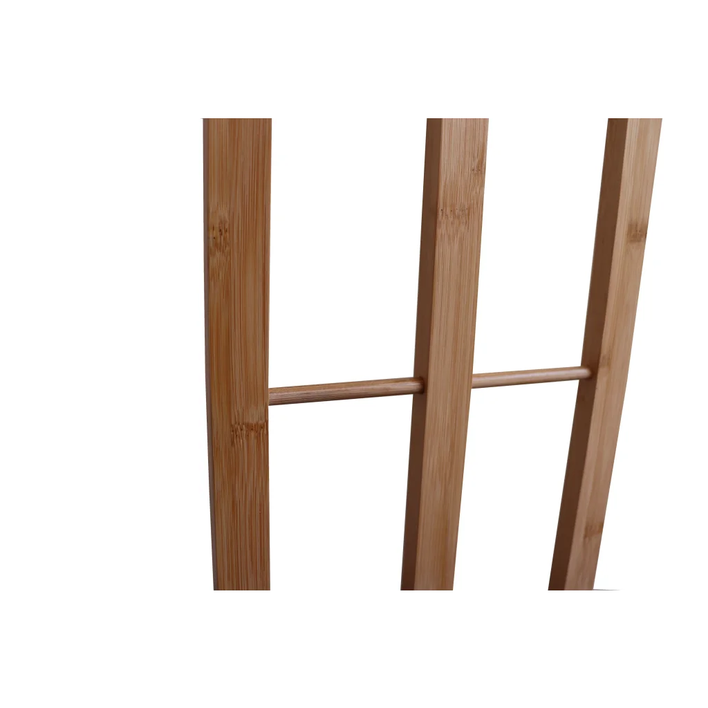 Bamboo metal storage rack in a room setting
