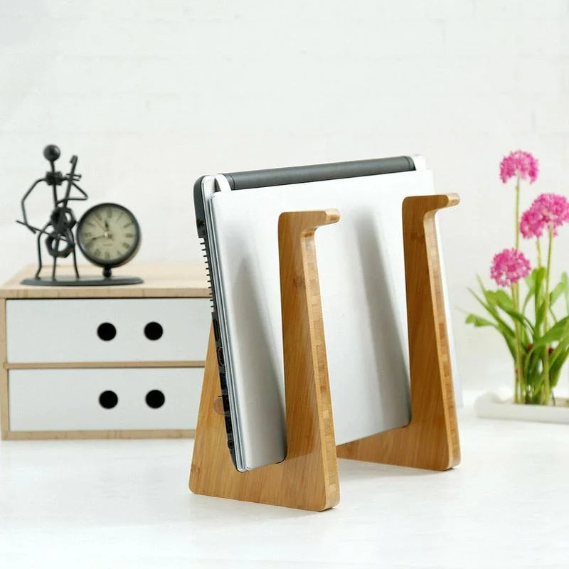 Bamboo Wood Desktop Storage Rack For Computers And Tablets-1964932346641780736