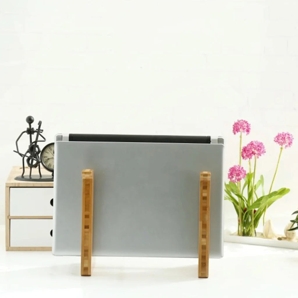 Bamboo Wood Desktop Storage Rack For Computers And Tablets-1964932316853833733