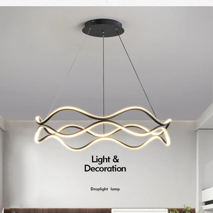 BAMDECOR A212/1 Black Modern Wavy Art Aluminum Light