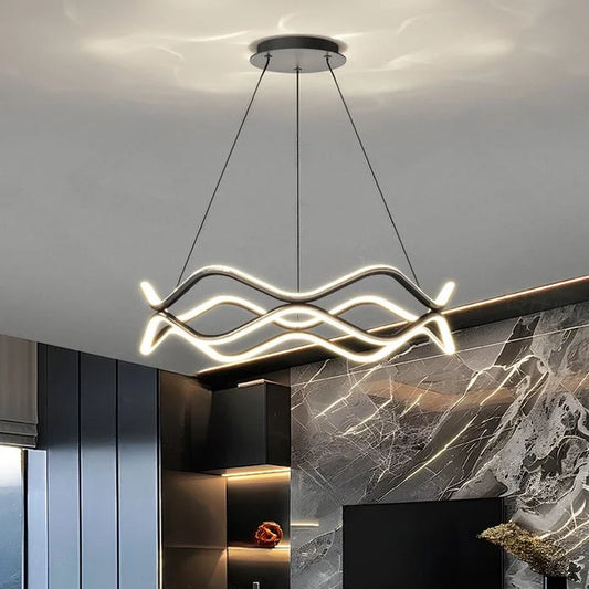 BAMDECOR A212/1 Black Modern Wavy Art Aluminum Light