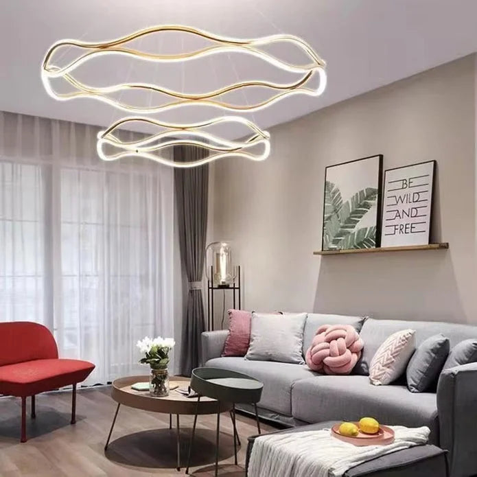 BAMDECOR A212/2 Modern Wavy Art Aluminum Light Fixture