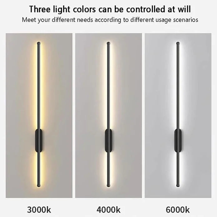 BAMDECOR Modern Minimalist Wall Light Long Tube LED Black