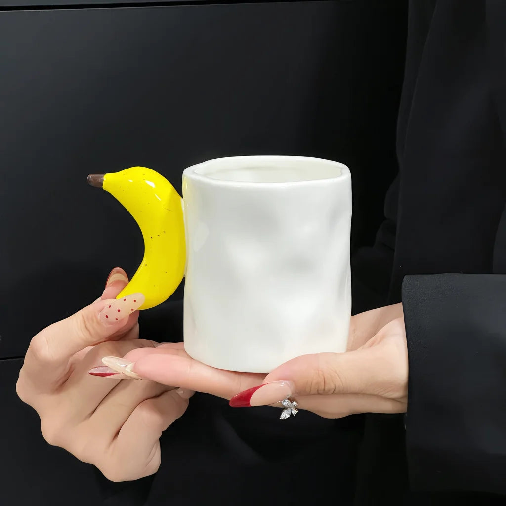 Banana Creative Fruit Ceramic Mug Adorable Handle Design