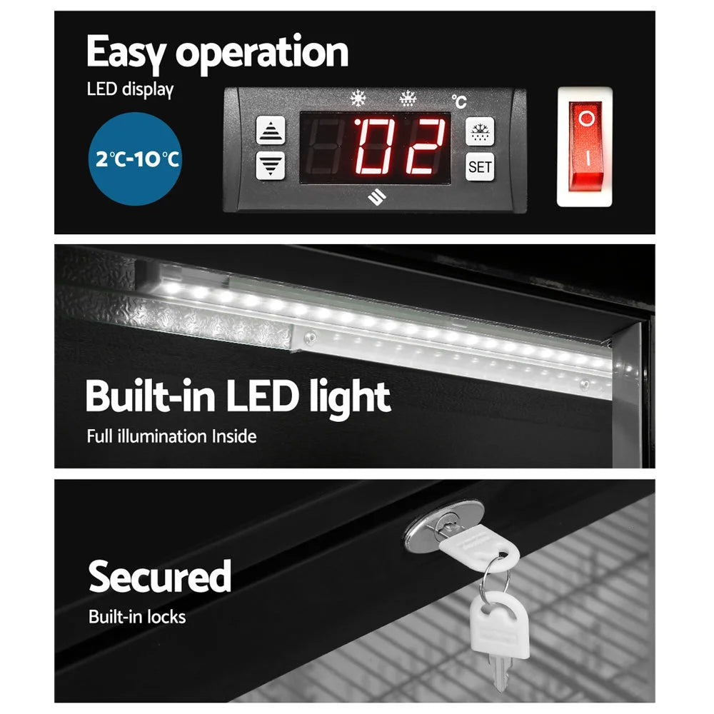 Bar Fridge 2 Glass Door Commercial Display Freezer Drink