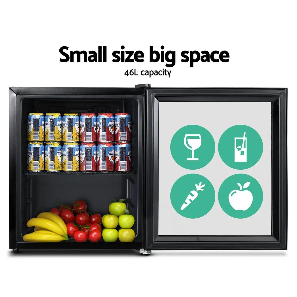 Bar Fridge 46L Glass Door Mini Countertop Freezer Fridges Bottle Cooler