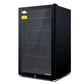 Glass 98l mini bar fridge for compact drinks storage in workspaces