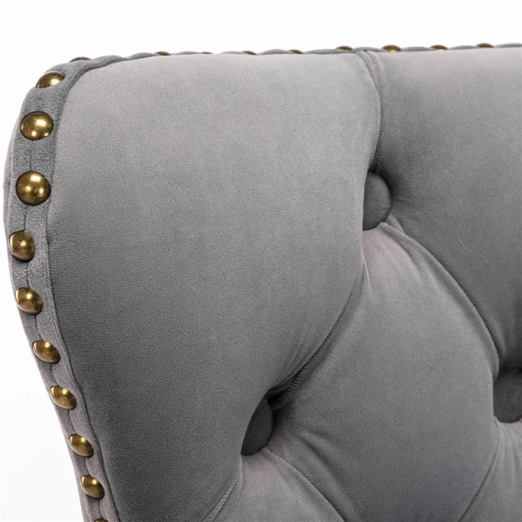 Bar Stool 4x Height Adjustable Swivel Velvet Nailhead