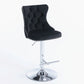 Bar Stool 4x Height Adjustable Swivel Velvet Studs Footrest