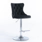 Bar Stool 4x Height Adjustable Swivel Velvet Studs Footrest