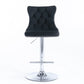 Bar Stool 4x Height Adjustable Swivel Velvet Studs Footrest