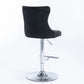 Bar Stool 4x Height Adjustable Swivel Velvet Studs Footrest