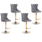 Bar Stool 4x Height Adjustable Swivel Velvet Studs Footrest