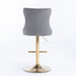 Bar Stool 4x Height Adjustable Swivel Velvet Studs Footrest