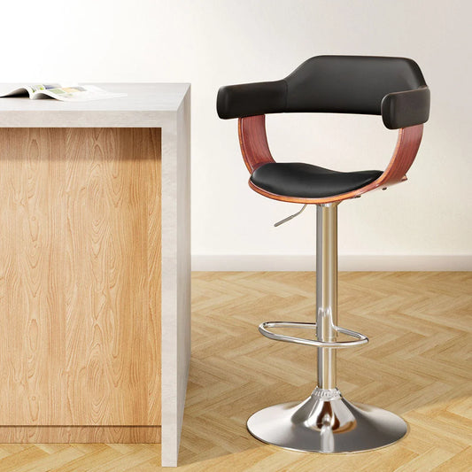 Bar Stool Wooden - Black and Wood - Bar Stools & Chairs
