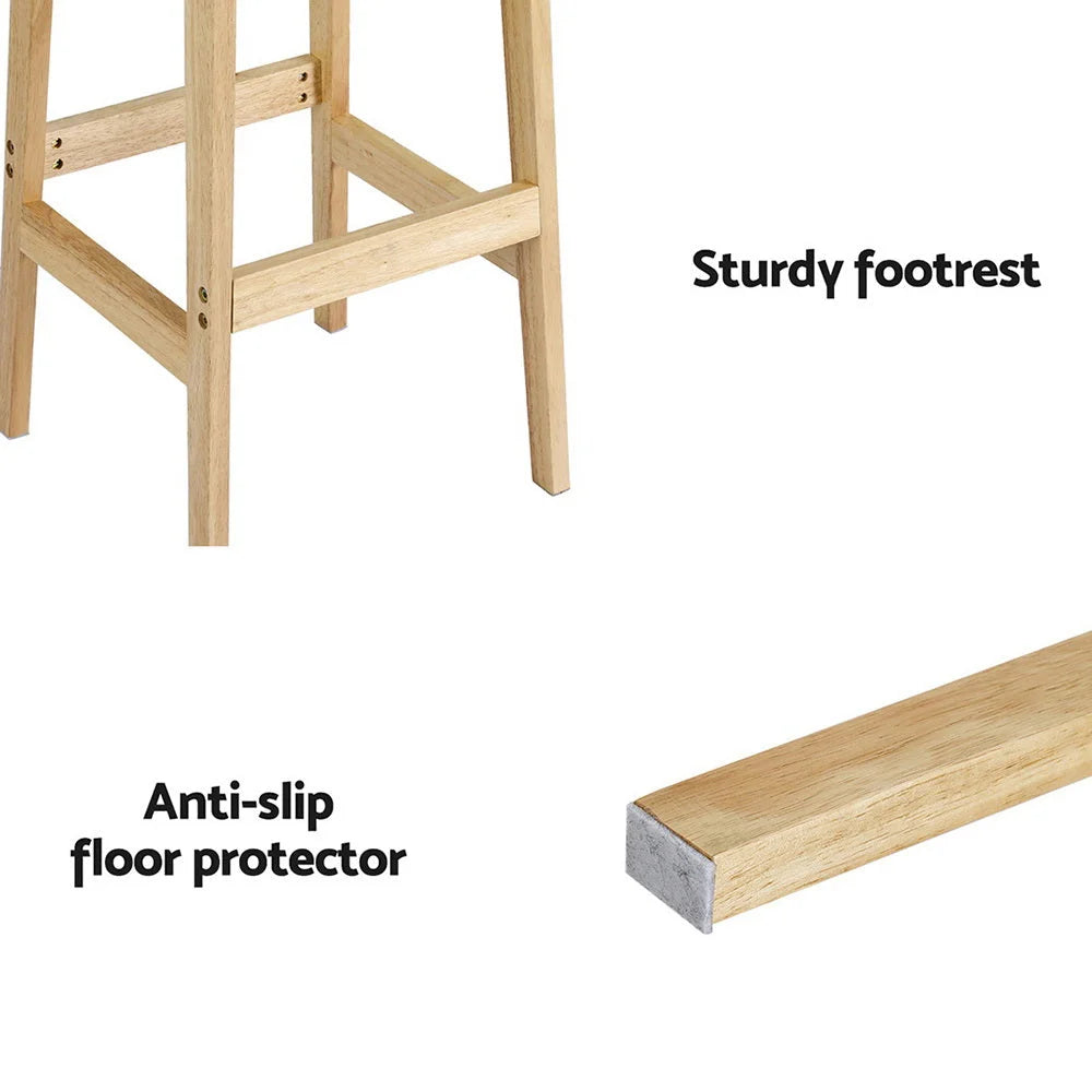 Bar Stools 2X Rubber Wood Counter Chairs with Rattan Seat