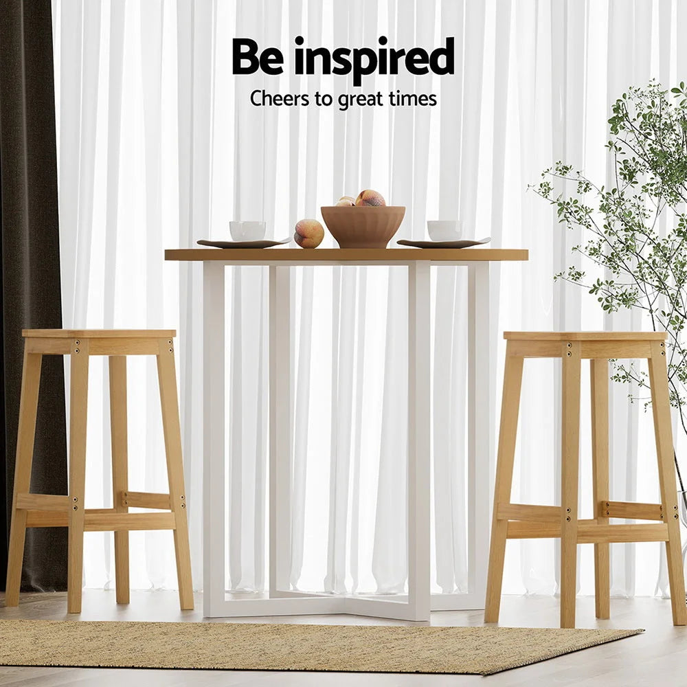 Bar Stools 2X Rubber Wood Counter Chairs with Rattan Seat