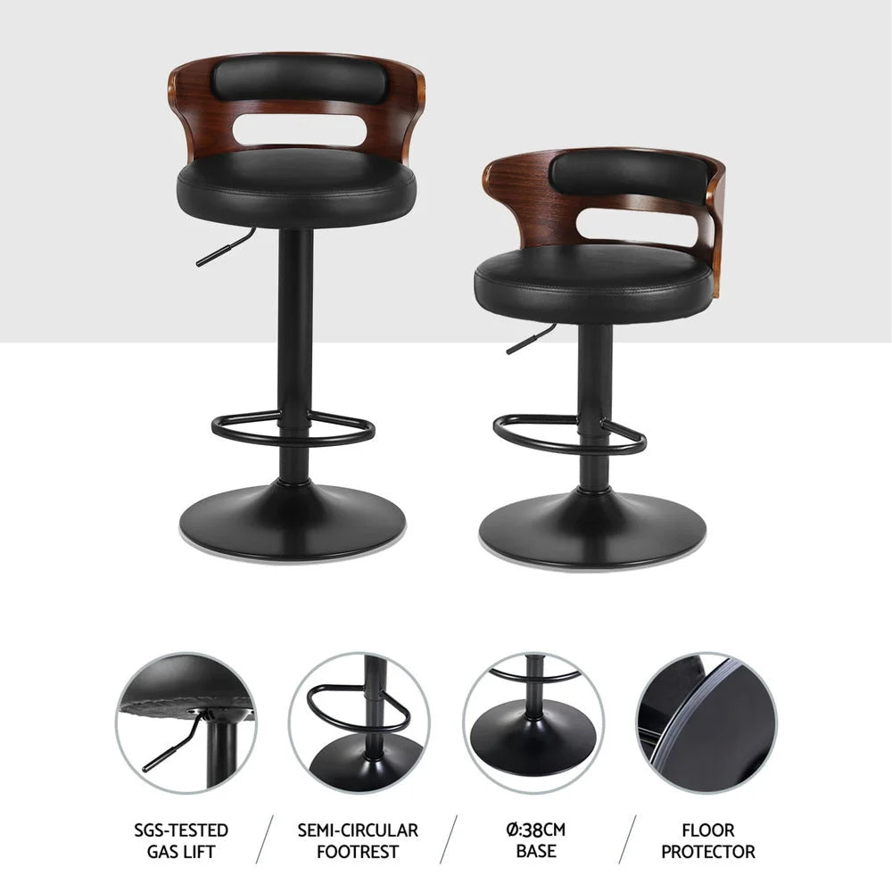 Bar Stools 4X Gas Lift Faux Leather - Modern Design