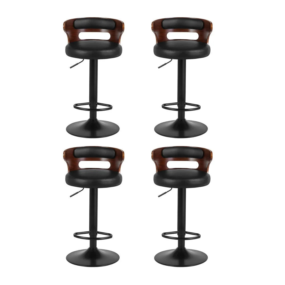 Bar Stools 4X Gas Lift Faux Leather - Modern Design