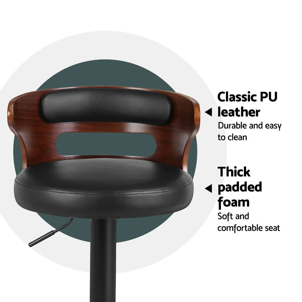 Bar Stools 4X Gas Lift Faux Leather - Modern Design