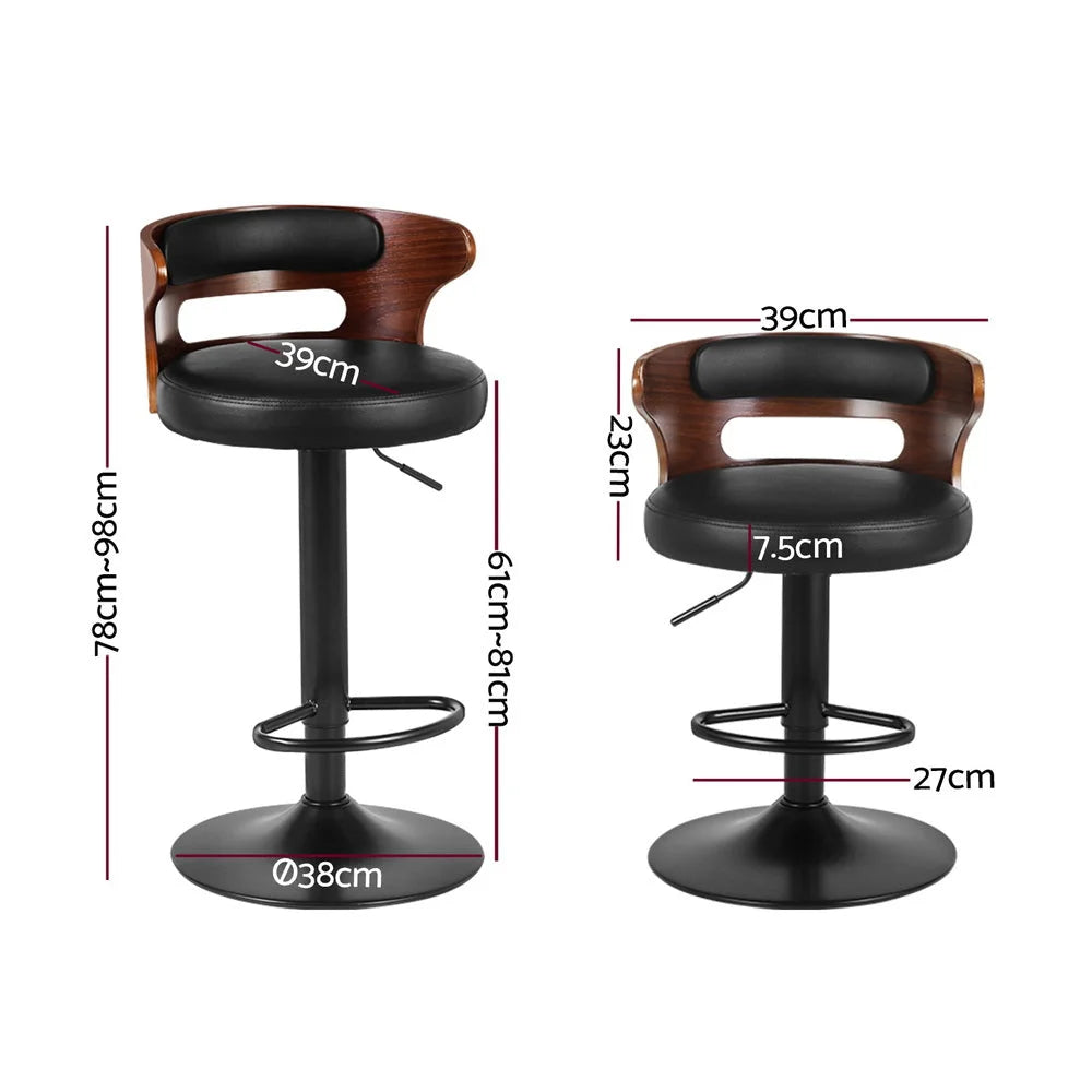 Bar Stools 4X Gas Lift Faux Leather - Modern Design