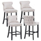 Bar Stools 4x Velvet Upholstered Button Tufted Wood Legs